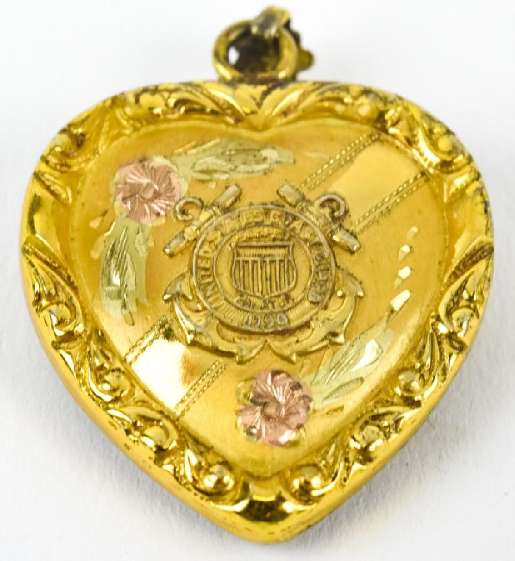 Antique United States Coast Guard Heart Pendant: Antique United States Coast Guard Heart Pendant. Measures nearly 1.5 inches in length.