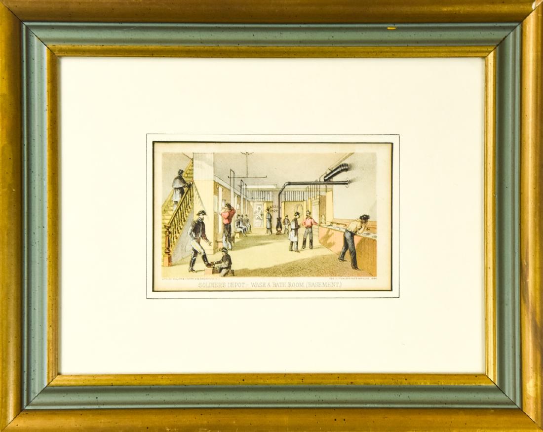 Antique 19th C Print of Soldier's Depot Bathroom (1 of 6)