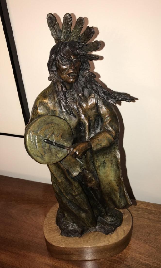 Bronze Statue Of Native American Chief Signed Daro