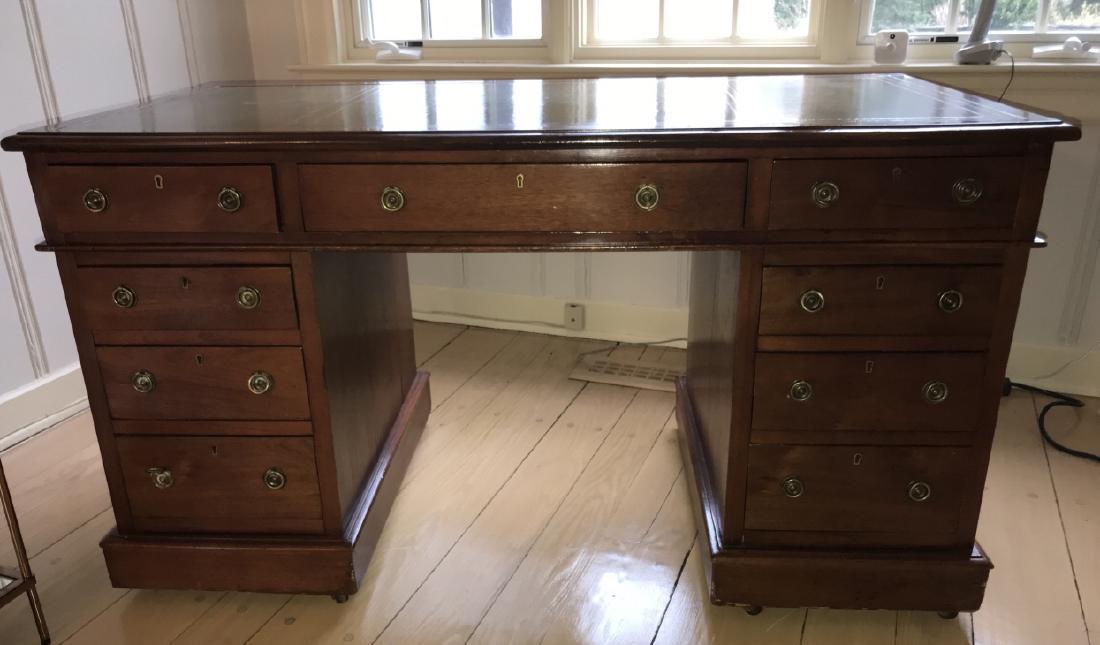 Antique English Embossed Leather Top Desk (1 of 5)