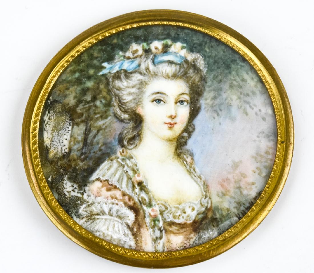 Antique 19th C Portrait Miniature Painting w Frame (1 of 4)