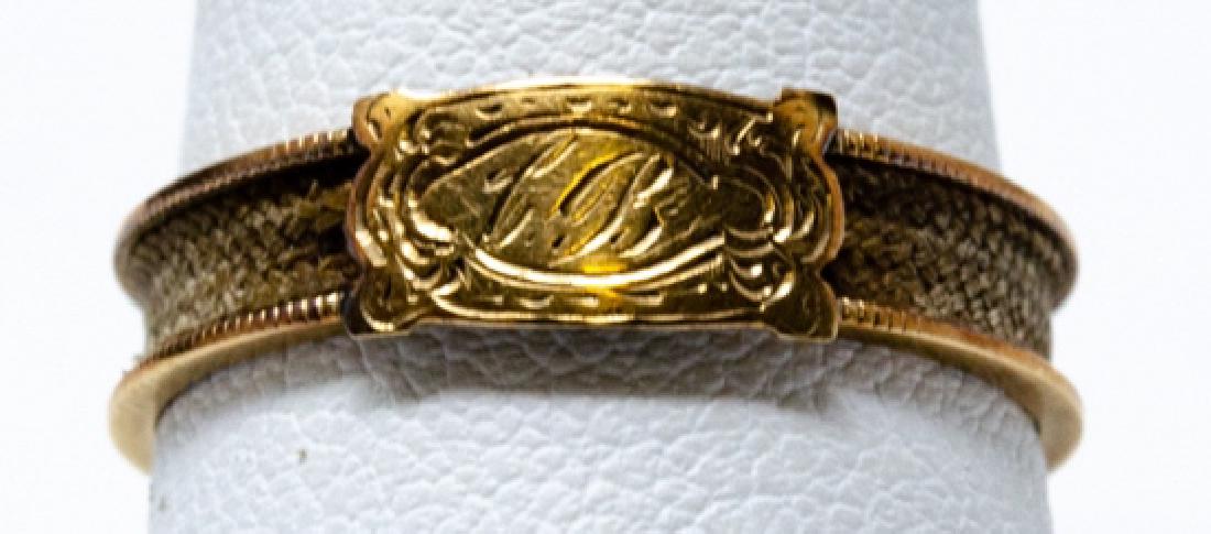 Antique 14kt Rose Gold & Hair Mourning Ring (1 of 6)