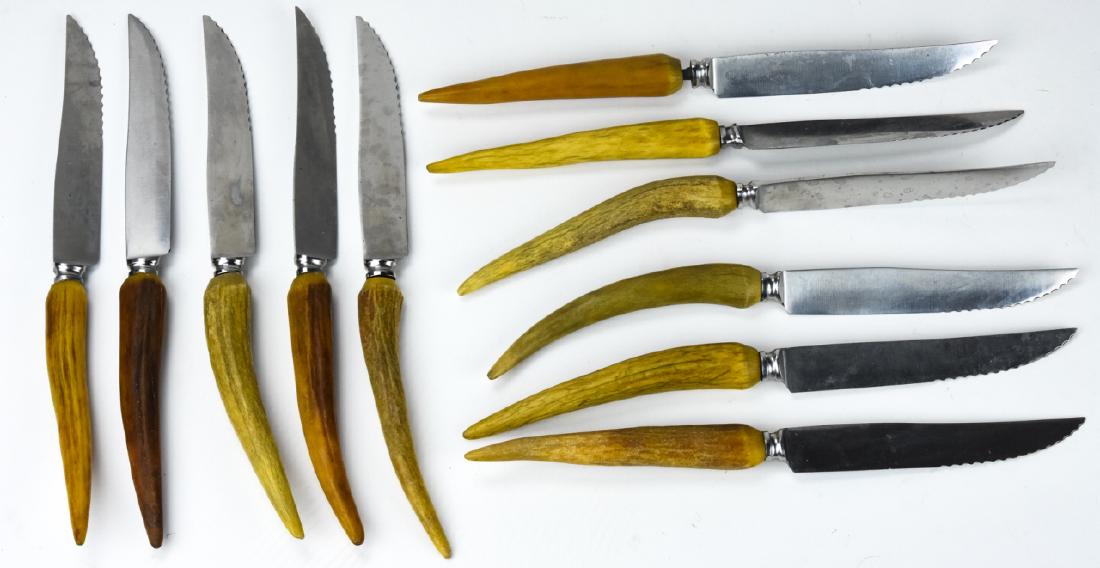 Set of Carved Antler Handle Knives (1 of 7)