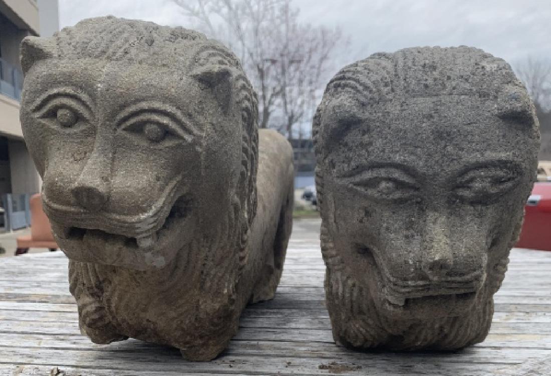 2 Cast Stone Lion Architectural Salvage Elements (1 of 8)