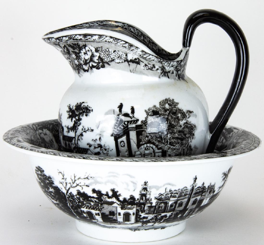 Victoria Ware Ironstone Black White Pitcher & Bowl (1 of 10)