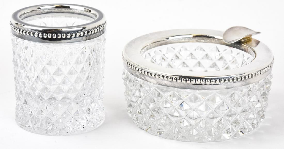 800 Silver & Glass Cigarette Holder & Ashtray: 800 Silver & Glass Cigarette Holder & Ashtray. Hallmarked 800. Ashtray measures nearly 4 inches in diameter.