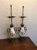 2 Paris Porcelain Style Lamps Bronze Ormolu Swans - 2