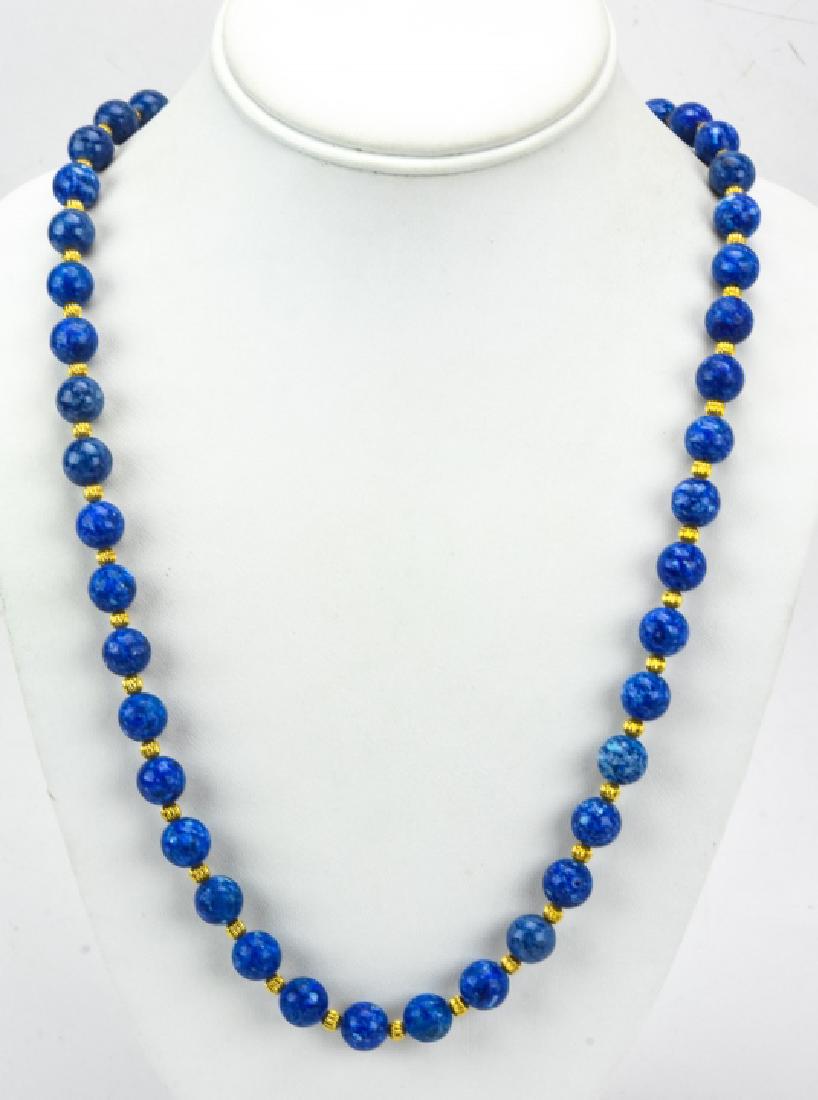 Estate Flapper Sodalite Gold Fill Necklace Strand: Estate Flapper Sodalite Gold Fill Necklace Strand. Measures 28 inches in length.