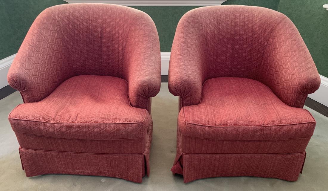 Pair of Custom Upholstered Barrel Back Arm Chairs (1 of 6)