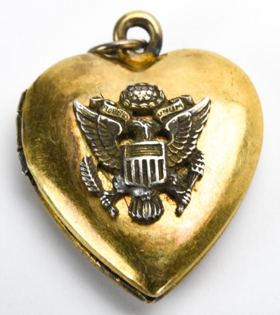 Antique US Military Vermeil Sterling Heart Locket (1 of 6)