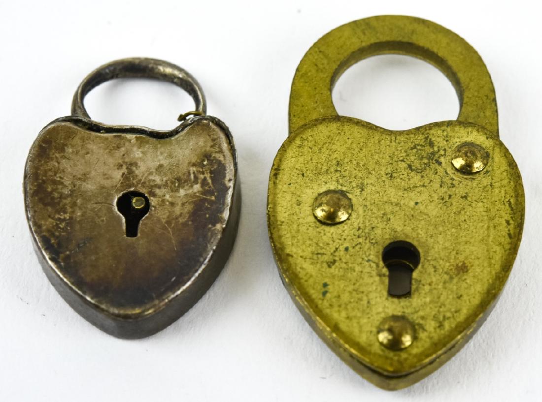Two Heart Form Padlock Necklace Pendant Charms: Two Heart Form Padlock Necklace Pendant Charms. Gilt tone measures 1.25 inches in length.