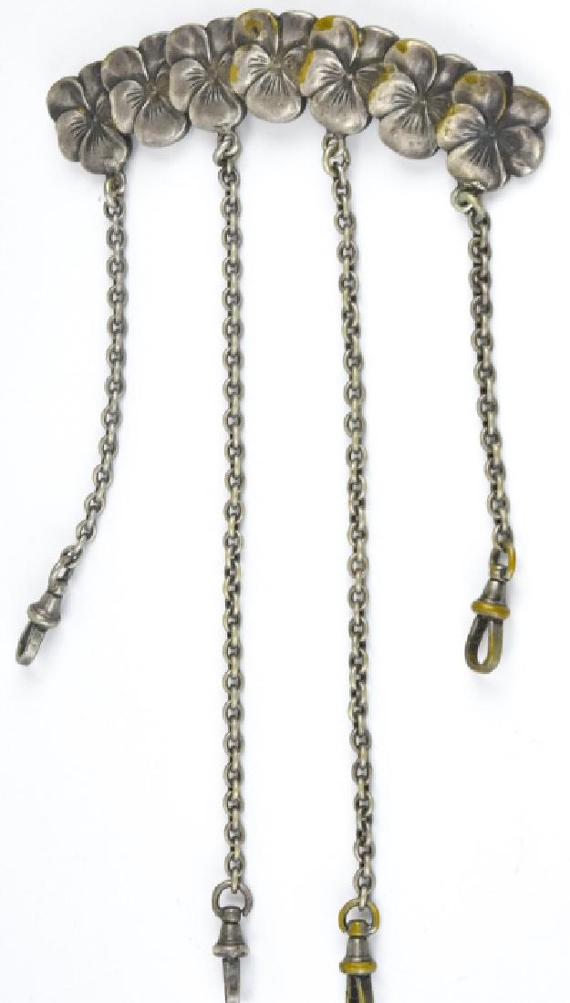 Antique Pansy Flower Chatelaine Brooch Pin (1 of 6)