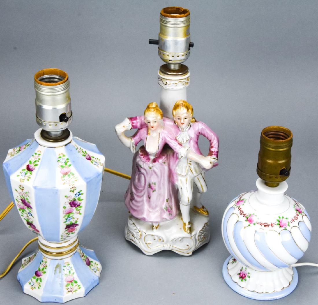 3 Vintage Hand Painted Porcelain Table Lamps (1 of 10)