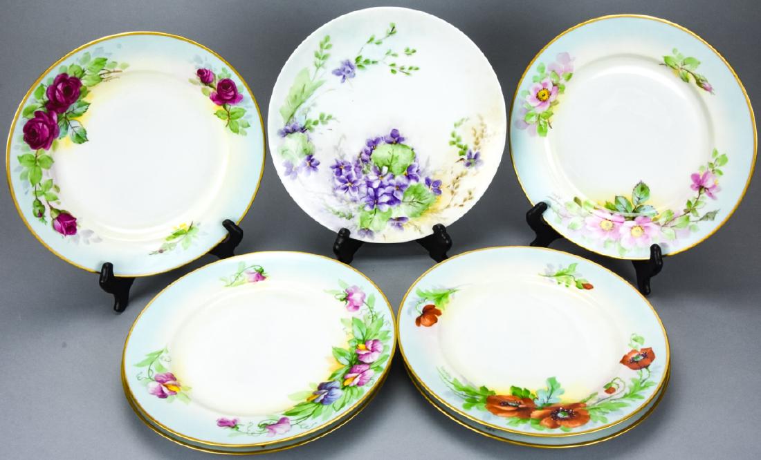 7 German Porcelain Hand Painted Floral Plates (1 of 11)