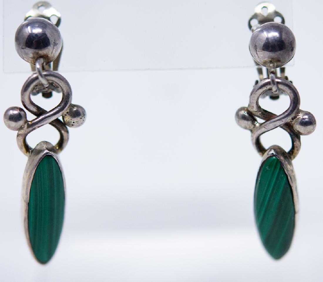 Vintage Sterling Silver & Malachite Earrings (1 of 5)