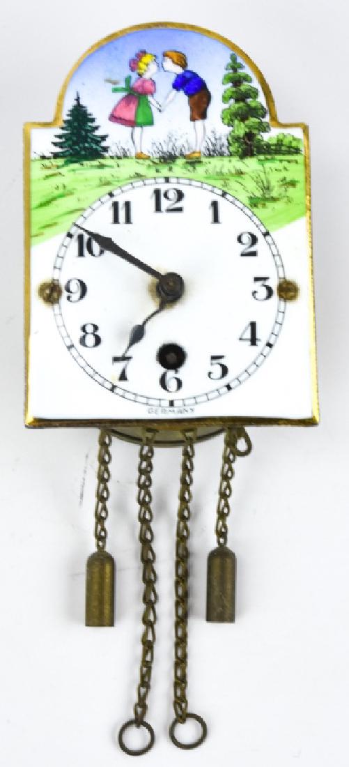 Antique German Hand Painted Enamel Miniature Clock (1 of 6)