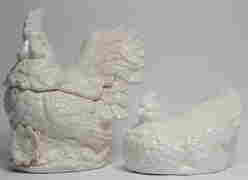 Pair Large Blanc de Chine Rooster and Chicken (1 of 8)