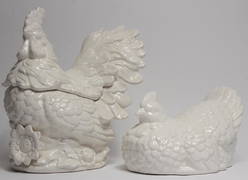 Pair Large Blanc de Chine Rooster and Chicken (1 of 8)