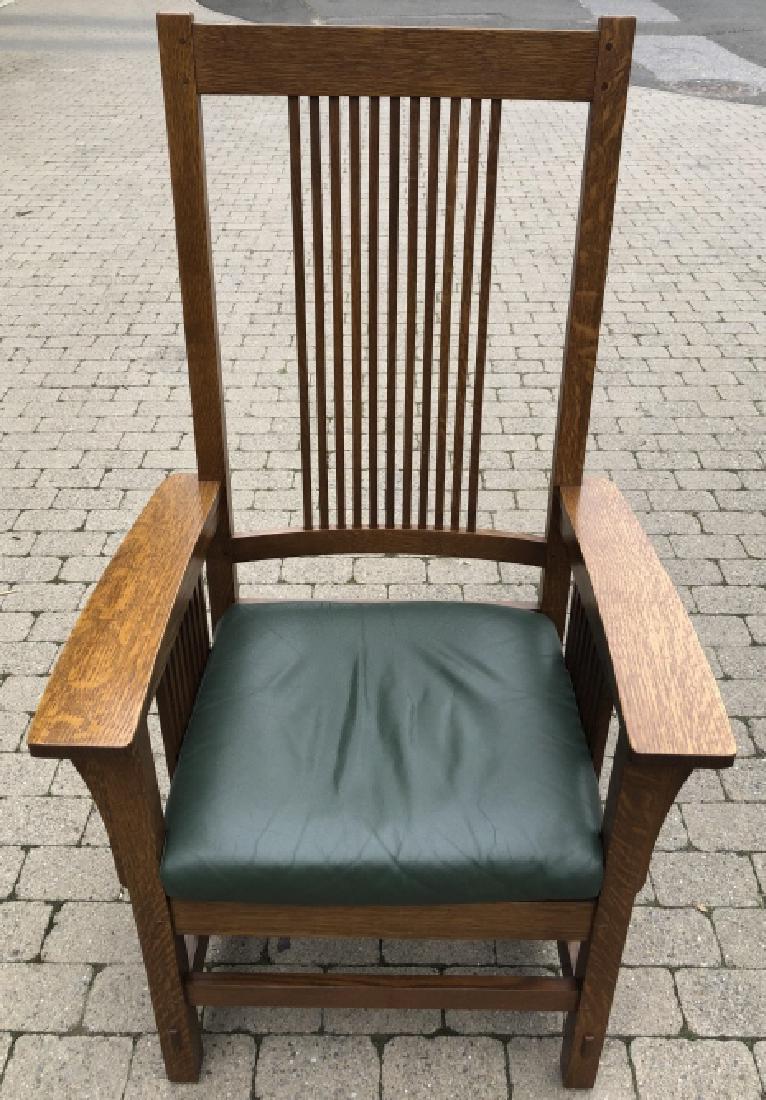 Stickley Arts & Crafts / Mission Style Arm Chair: Stickley Arts & Crafts / Mission Style Arm Chair. 48 inches x 28 inches x 27 inches.