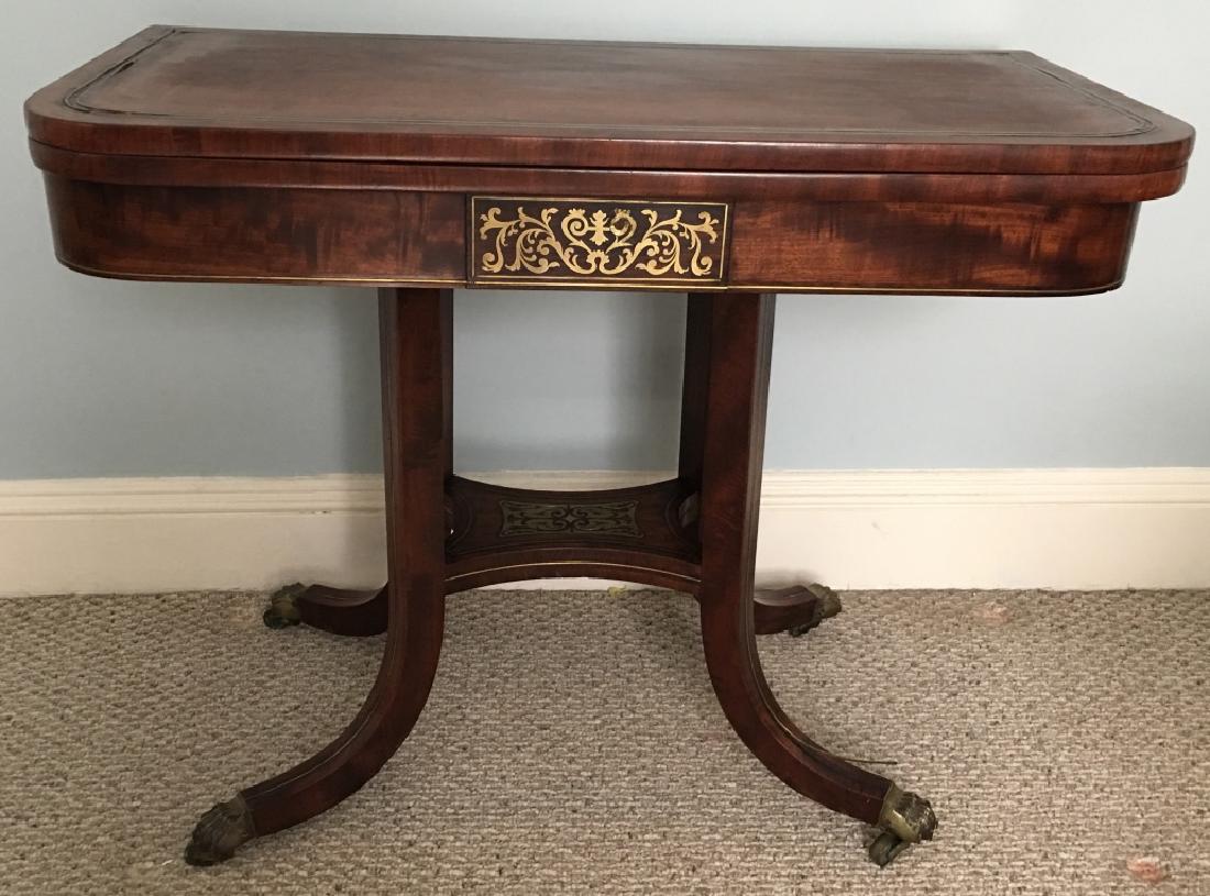 Regency Style Burled Wood Pedestal Cards Table (1 of 8)
