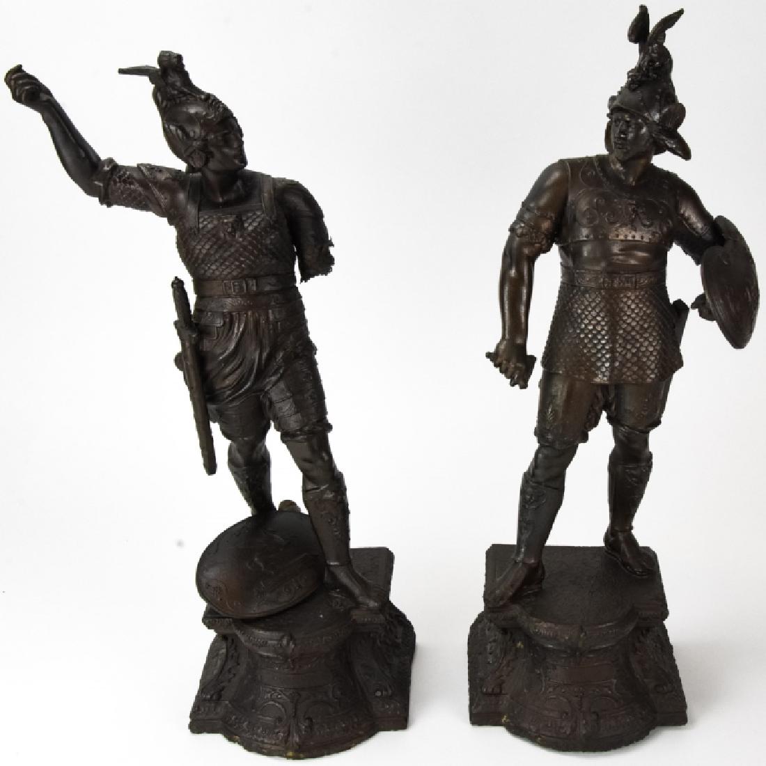 Antique Mantle Statues Greco Roman Warriors (1 of 9)