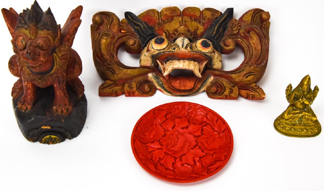 Asian Inspired Carved and Brass Decorative Pieces (1 of 7)
