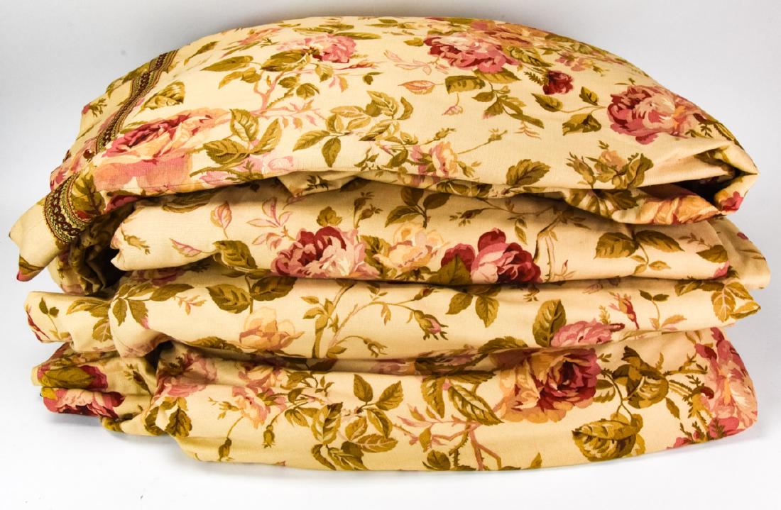 4 Custom Cabbage Rose Lined Trimmed Window Panels (1 of 8)