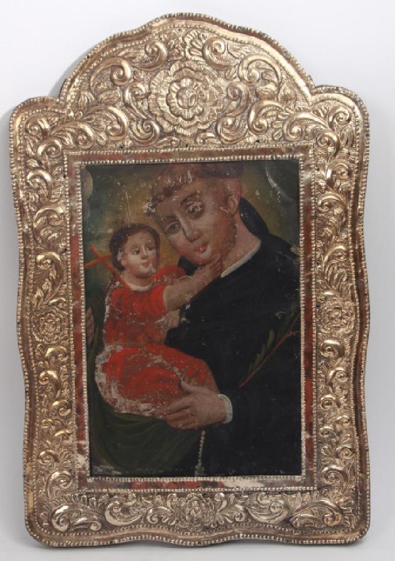 Hand Painted Religious Icon W Repousse Metal Frame (1 of 5)