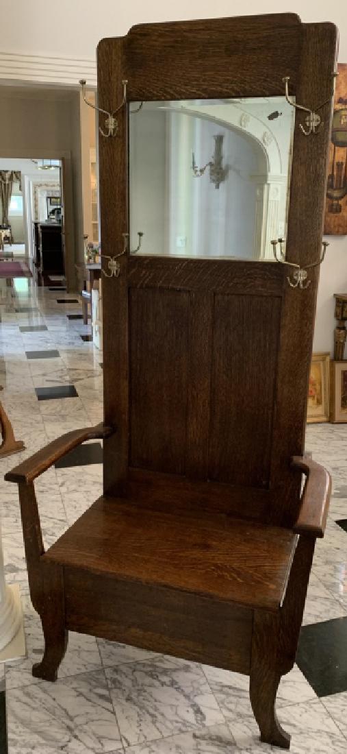 Antique Hall Tree W Mirror Storage Jun 08 2019 Greenwich Auction In Ct - Antique Hall Tree With Mirror And Storage Antique Hall Tree W Mirror Storage Jun 08 2019 Greenwich Auction In Ct - Antique Hall Tree With Mirror And Storage