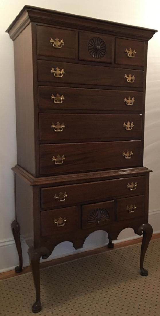 Queen Anne Style Mahogany High Boy Chest (1 of 5)