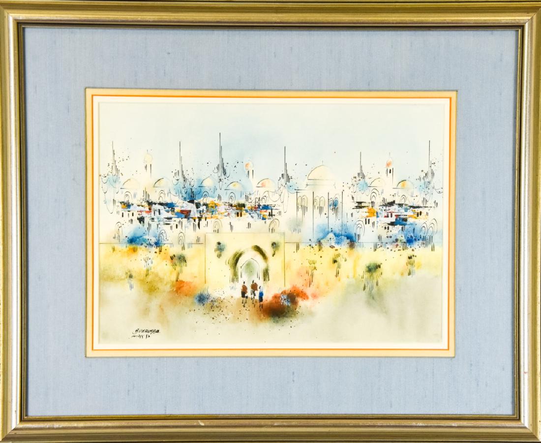 Ben Avram Judaica Watercolor Painting of Israel (1 of 5)