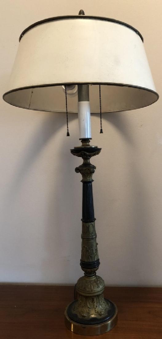 Neo Classical Bronze Column Form Lamp Tin Shade (1 of 3)