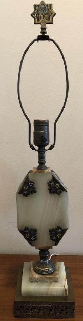 Antique Onyx and Champleve Enamel Lamp (1 of 6)