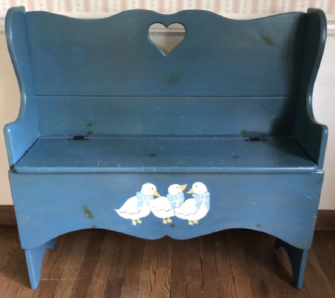 Hand Painted Deacons Bench w Carved Heart (1 of 3)