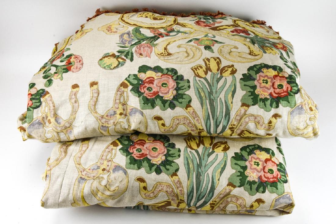 2 Custom Cotton Curtain Panels W Floral Motif (1 of 9)