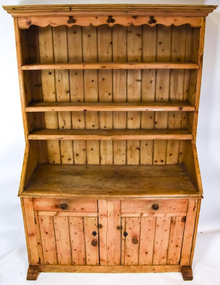 Antique Country Style Rustic Pine Hutch (1 of 9)
