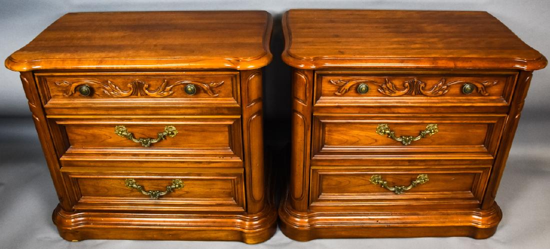 Pair French Provincial Style 3 Drawer Nightstands (1 of 10)