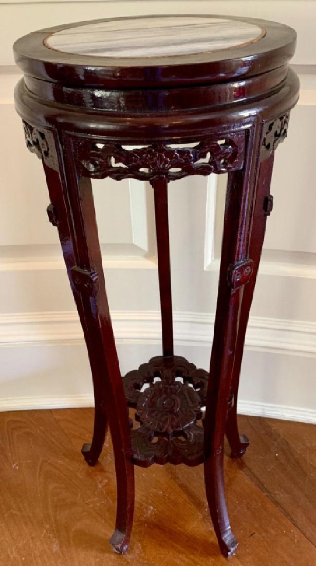 Asian Carved Wood Pedestal Table / Plant Stand (1 of 5)