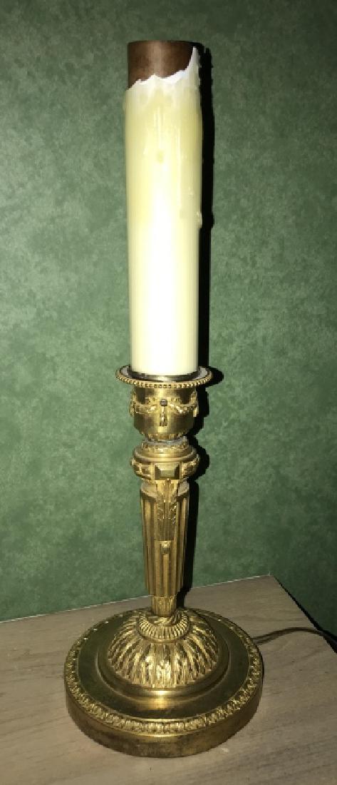 Antique 19th C Dore Gilt Bronze Ormolu Candle Lamp (1 of 2)