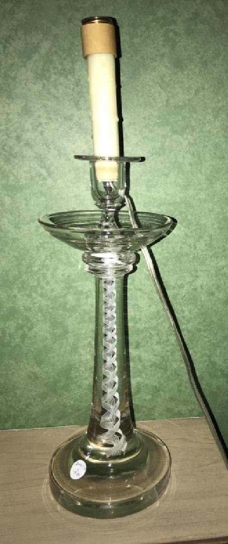 Antique 18th C Glass Candlestick Mount Table Lamp (1 of 3)