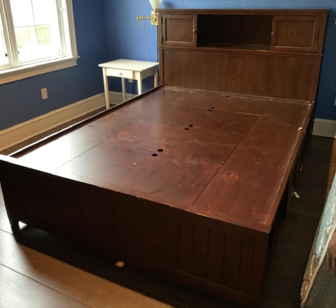 Contemporary Style Dark Wood Bed Frame W Storage (1 of 10)