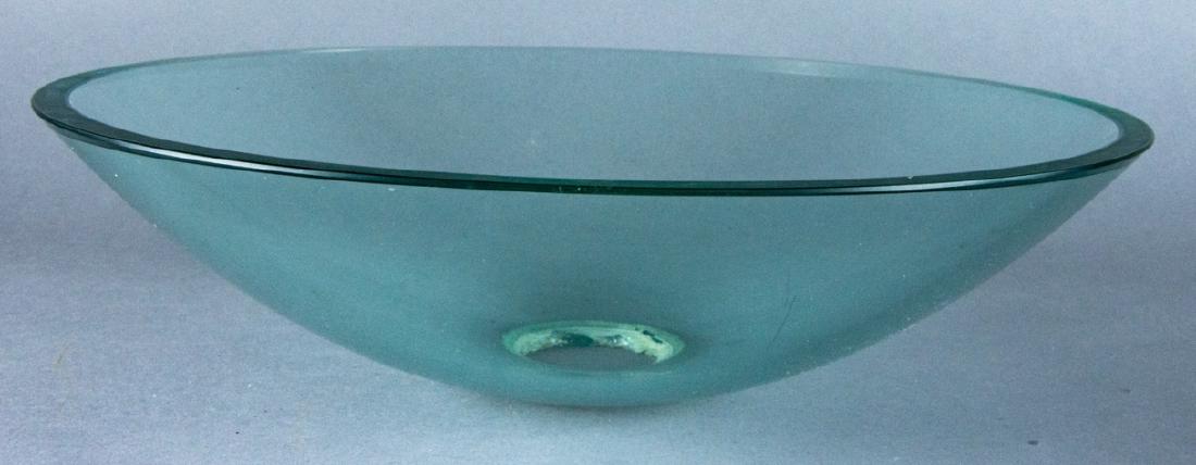 Contemporary Glass Above Counter Vessel Sink: Contemporary Glass Above Counter Vessel Sink. Thick clear class bowl form vessel sink. Drain hole is already cut. 5 inches x 15 in diameter.