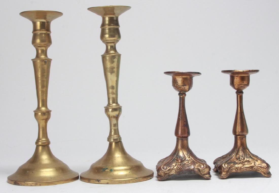2 Pairs of Vintage Brass Candlesticks (1 of 5)