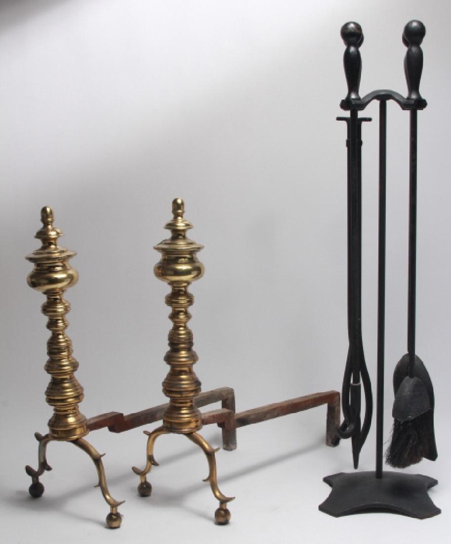 Brass Andirons + Fireplace Tool Set (1 of 9)