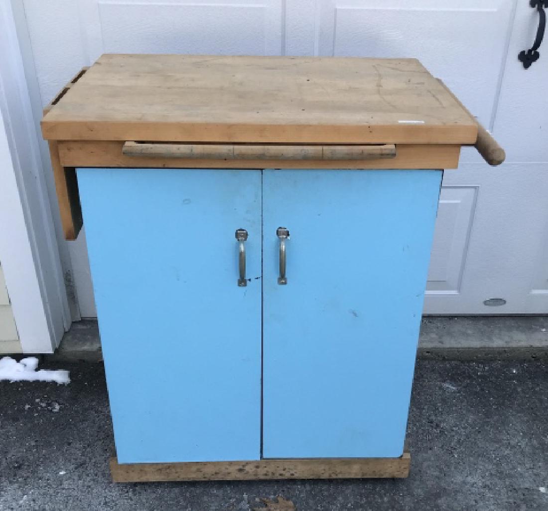 Vintage Butcher Block Top Kitchen Cabinet Console (1 of 2)