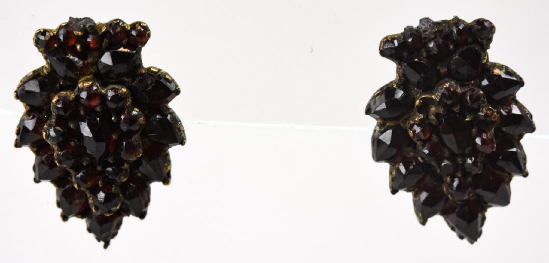 Antique 19th C Garnet Earrings w Gold Post Backs (1 of 5)