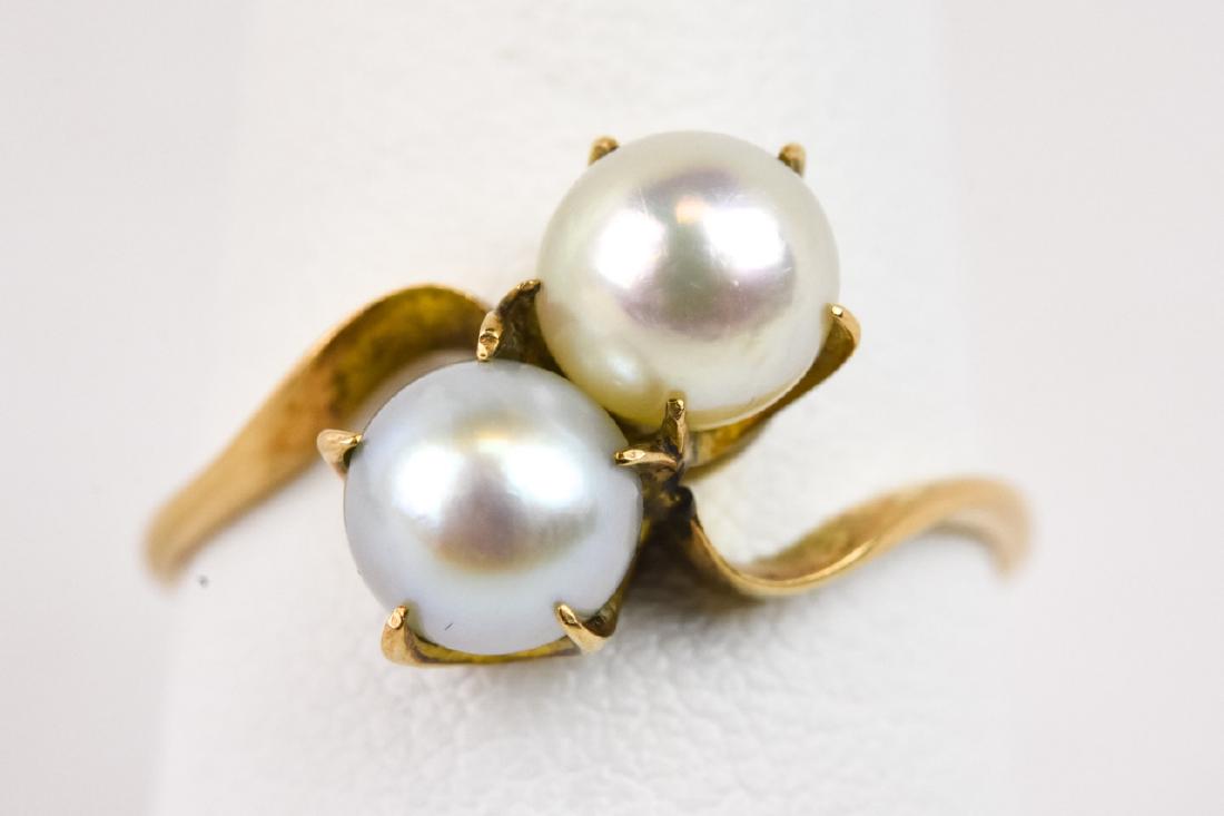 Estate 14kt Yellow Gold & Double Pearl Ring (1 of 5)