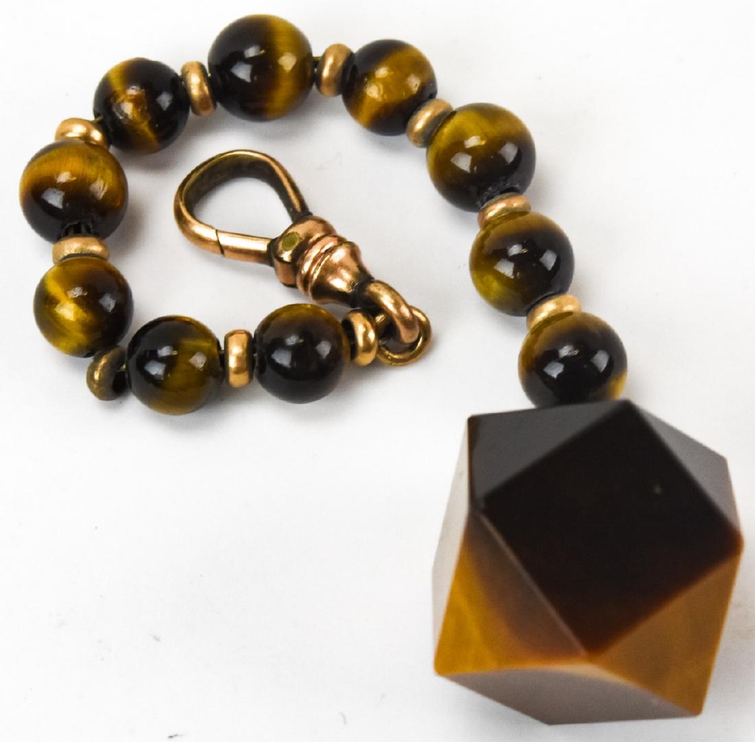 Antique 19th C Faceted Tiger's Eye Fob or Pendant (1 of 5)