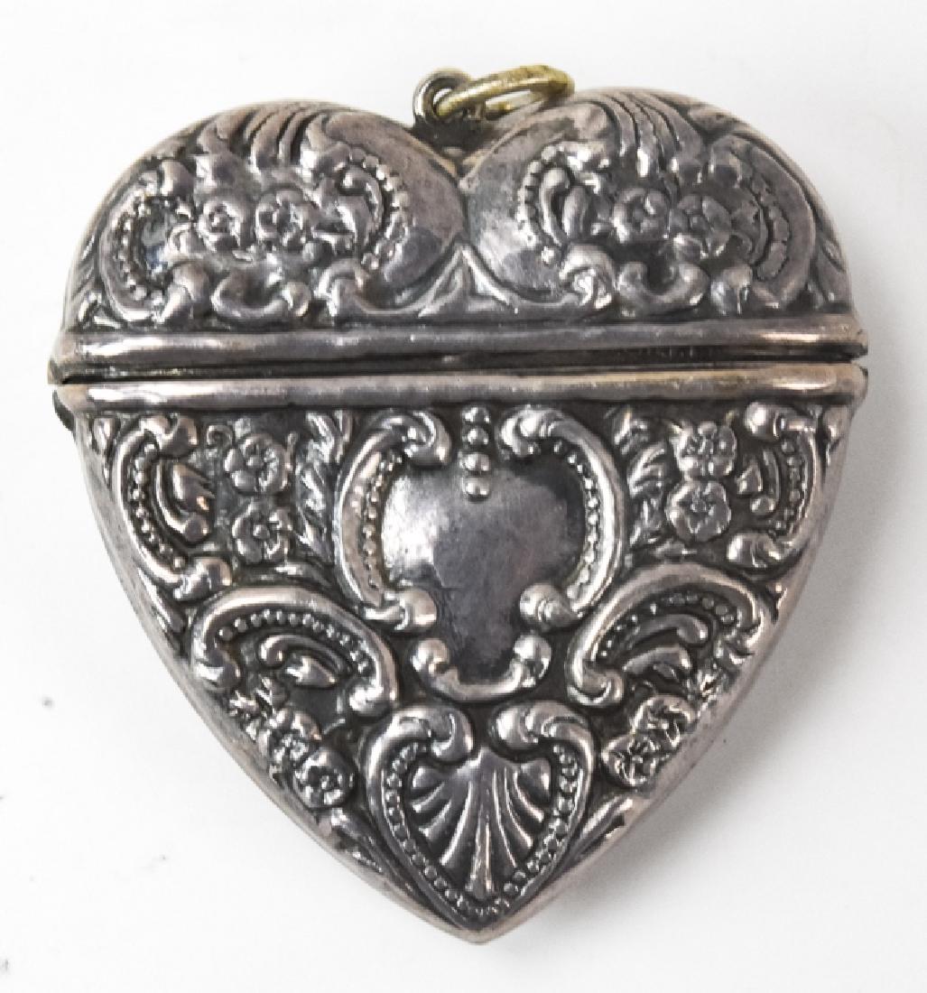 Large Repousse Sterling Silver Puffy Heart Locket (1 of 7)