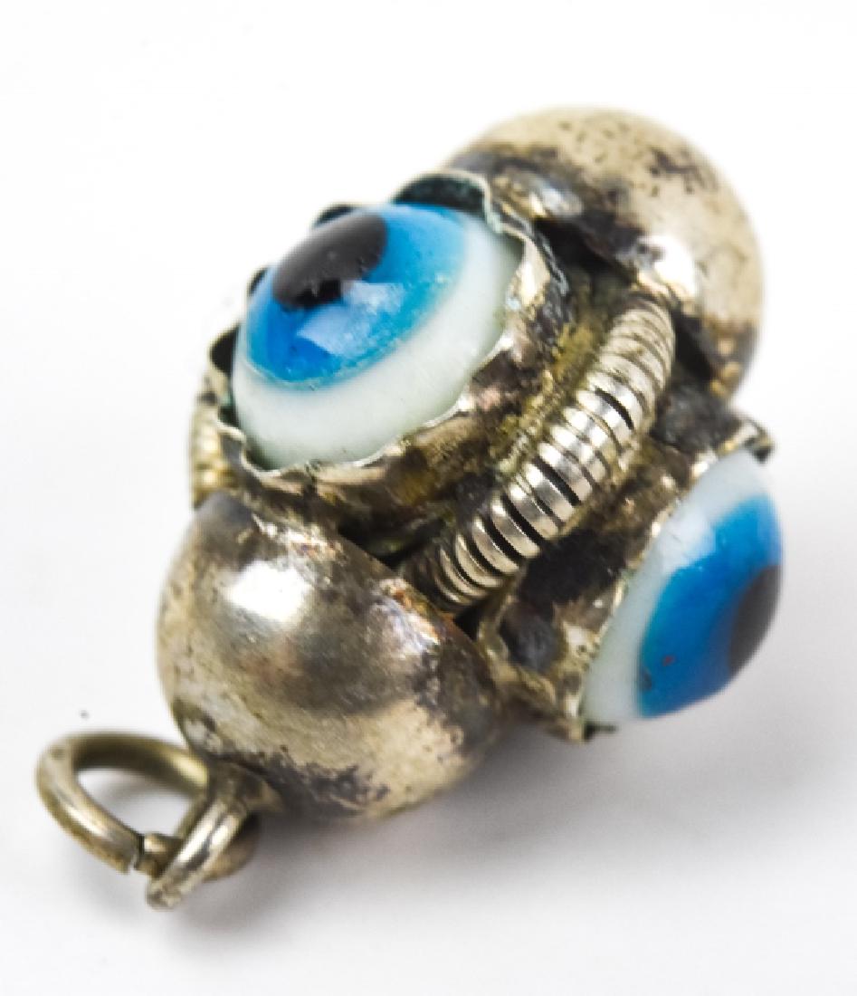 Vintage Silver Evil Eye Art Glass Pendant or Charm (1 of 5)